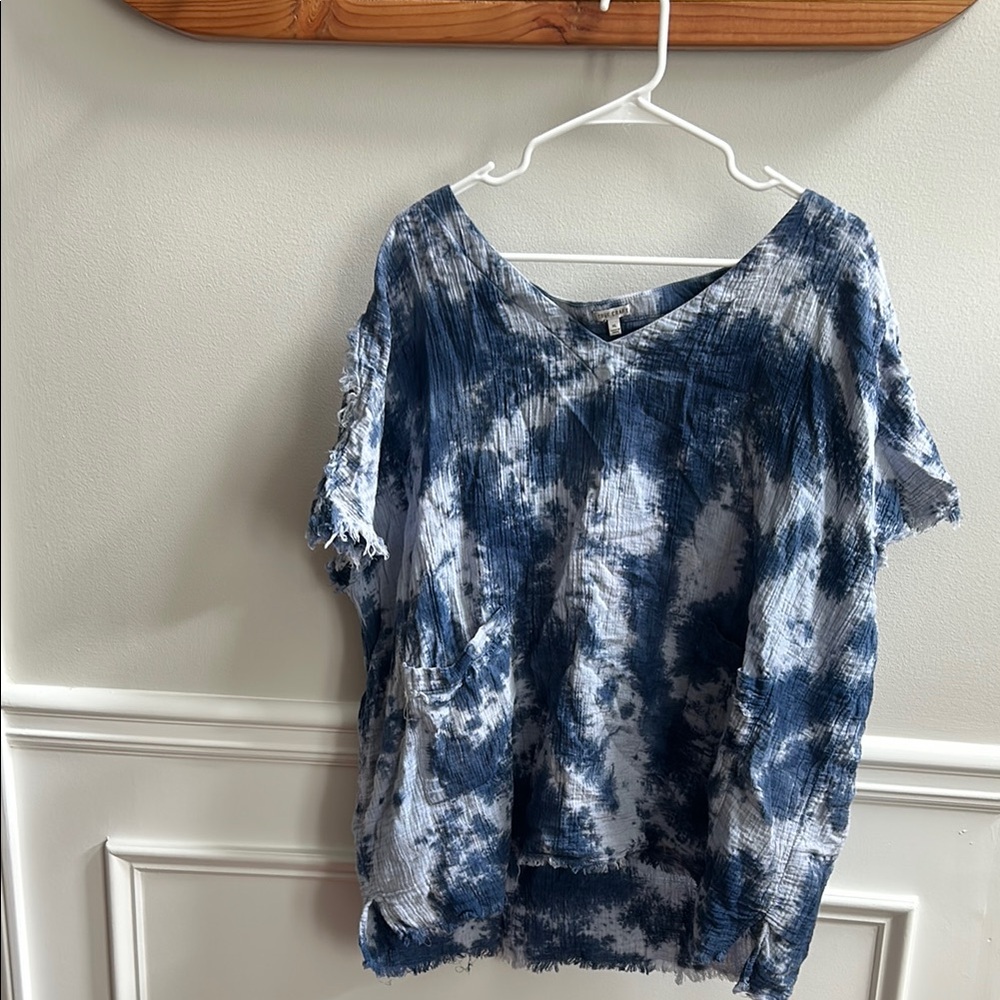 Women’s True Craft Blue Tie-Dye Gauze Top